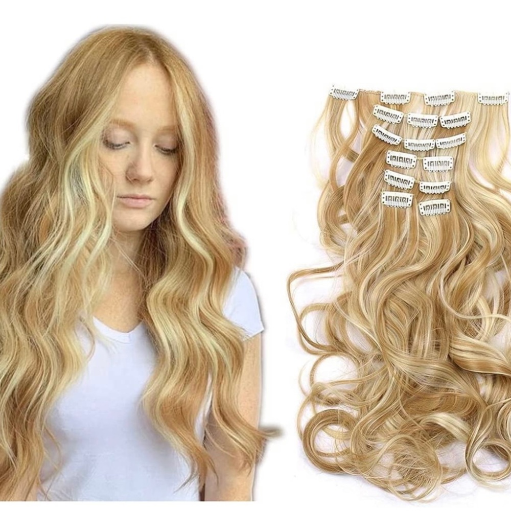 20 inch 16 clips hair extension clip in